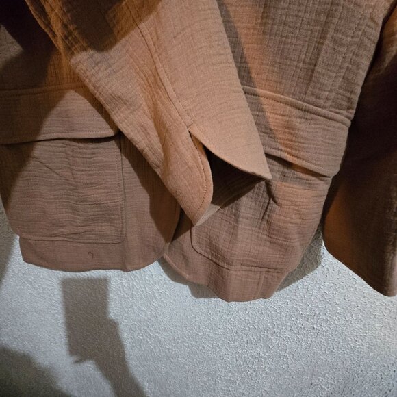 Madewell Womens Textured Blazer Jacket Medium Brown Cotton & Linen Blend - Picture 4 of 8